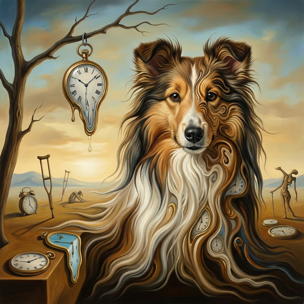 Shetland Sheepdog in Dali style