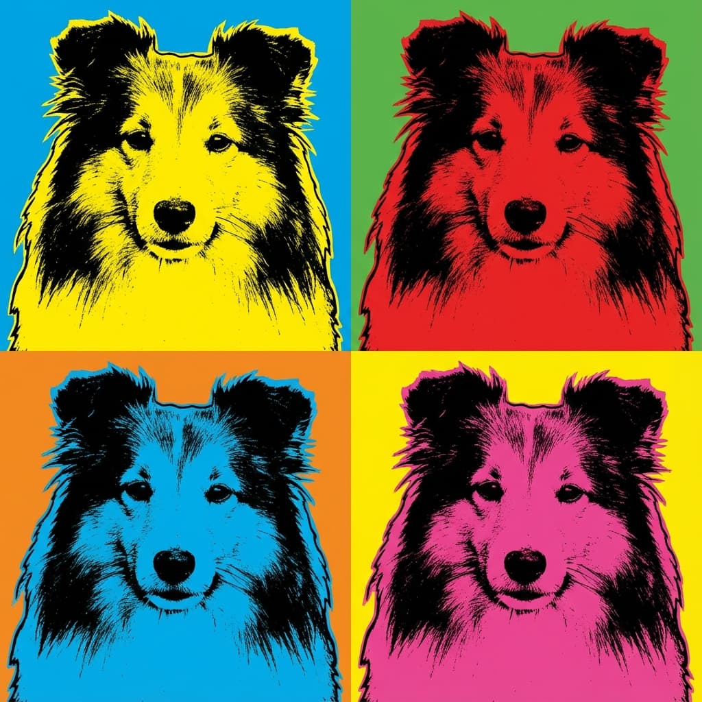 Shetland Sheepdog in Warhol style