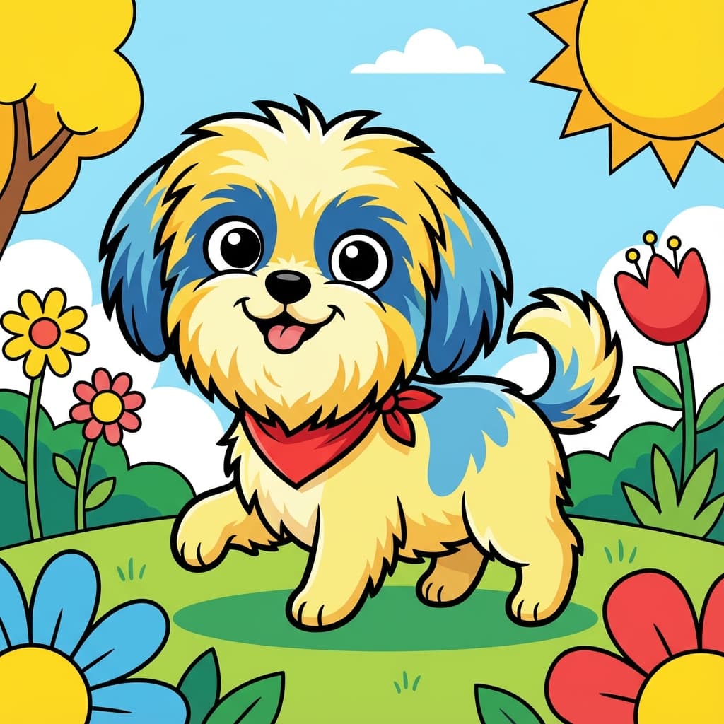 Shih Tzu in Cartoon style