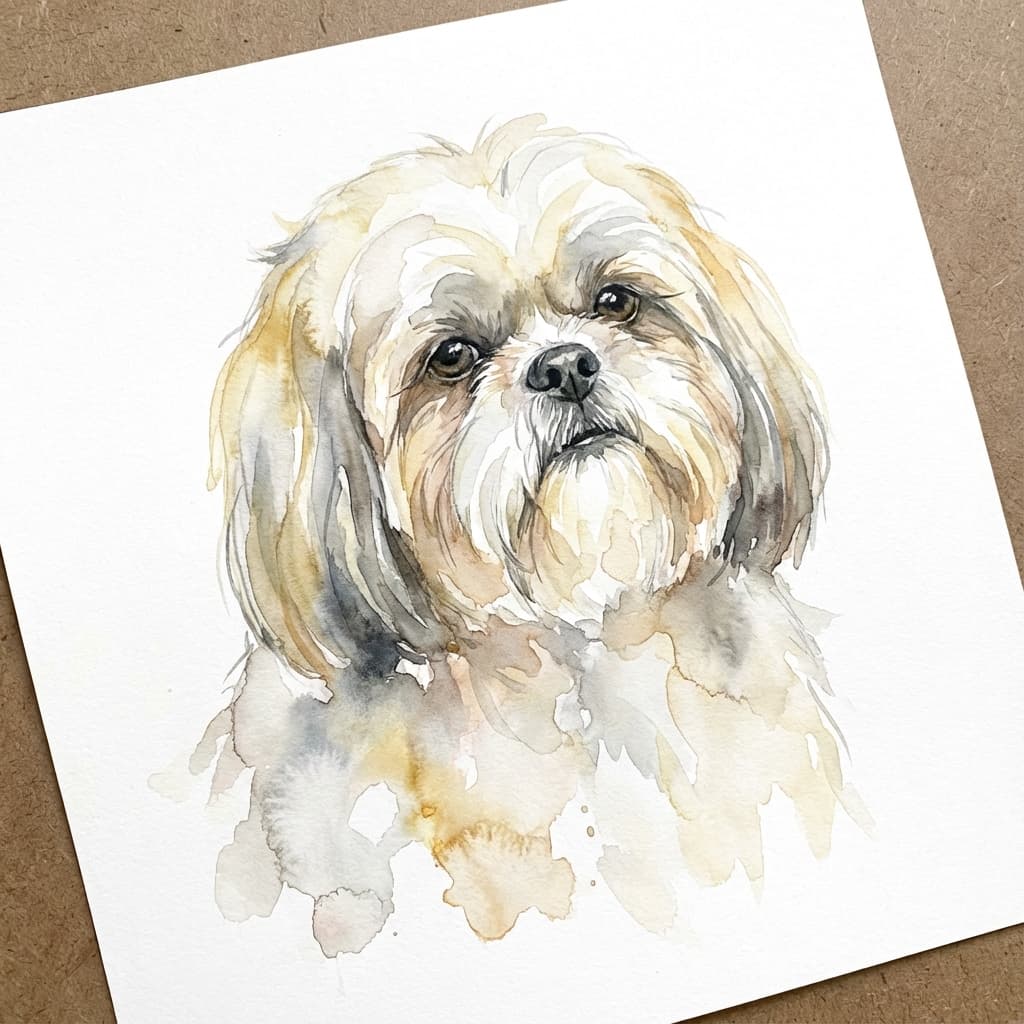 Shih Tzu in Watercolor style