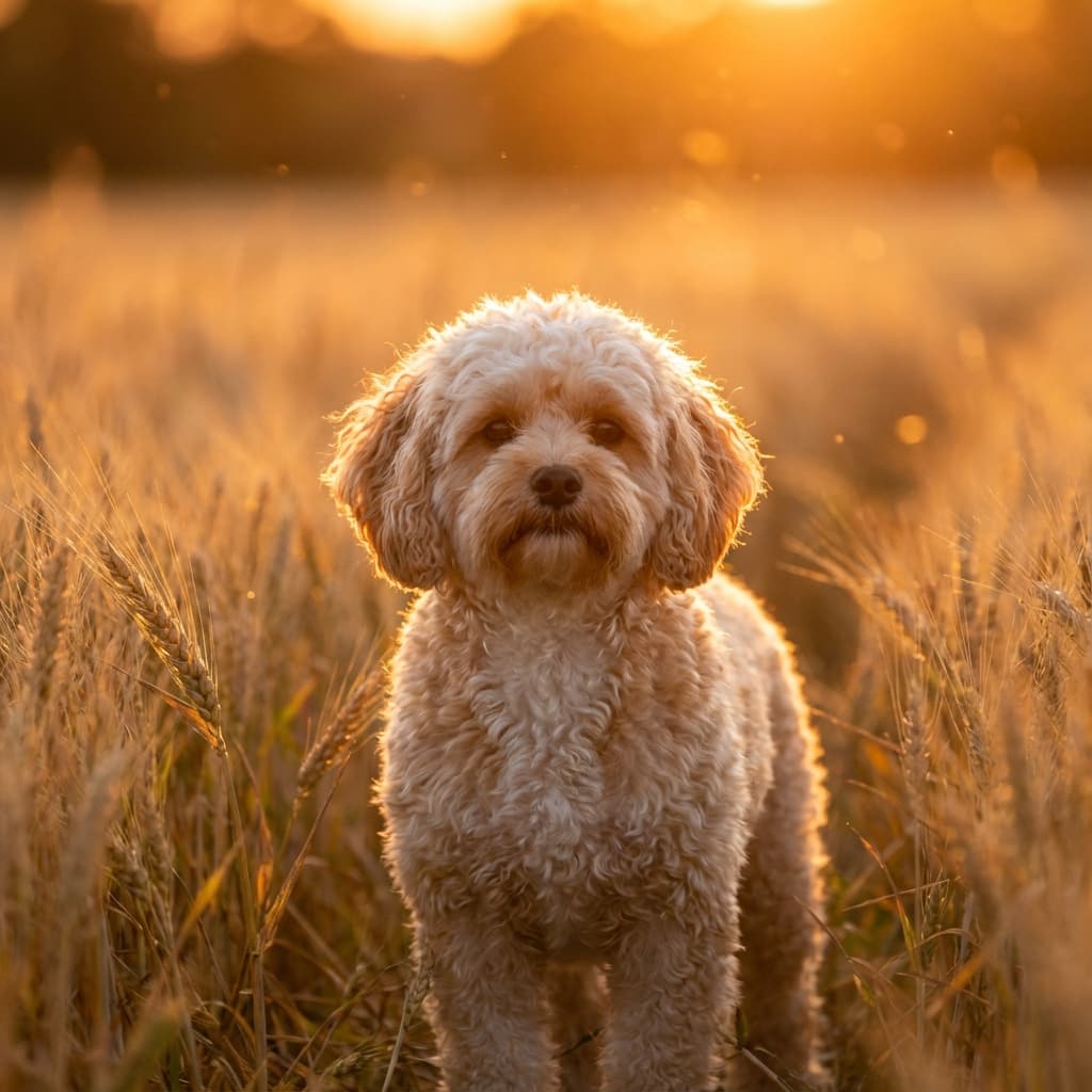 Shihpoo in Golden Hour Field style