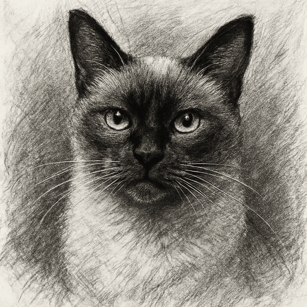 Siamese in Charcoal style