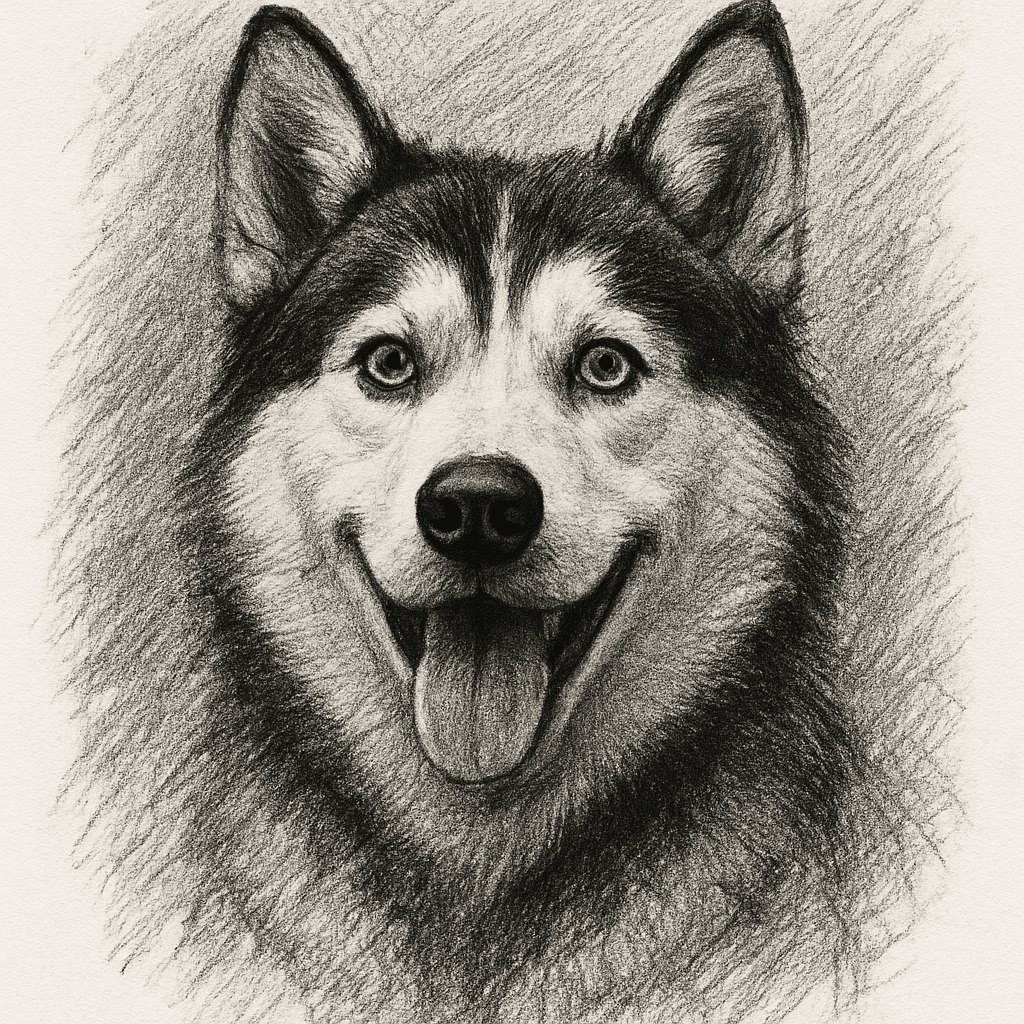 Siberian Husky in Charcoal style