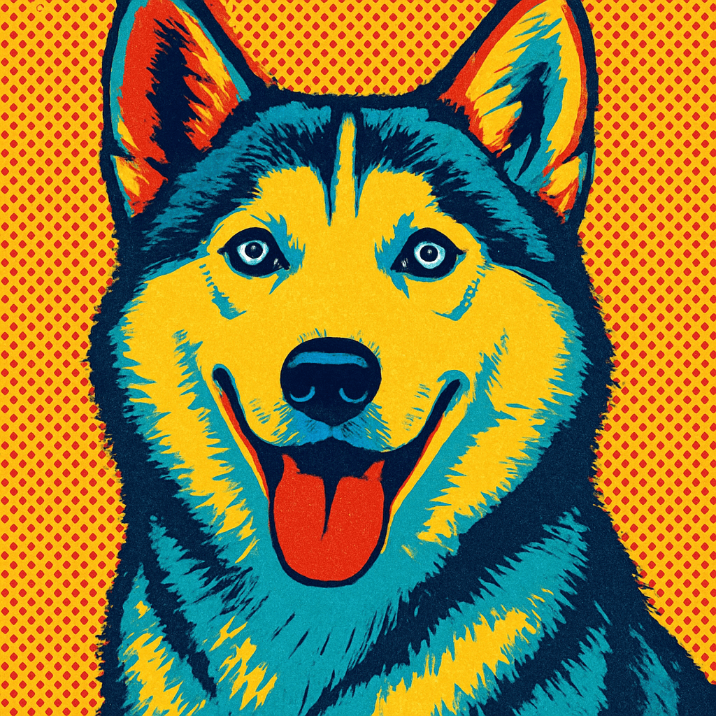 Siberian Husky in Warhol style