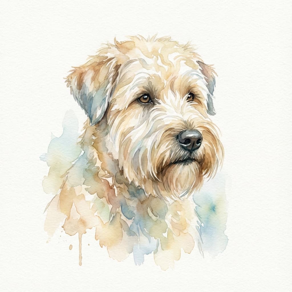Soft Coated Wheaten Terrier in Watercolor style