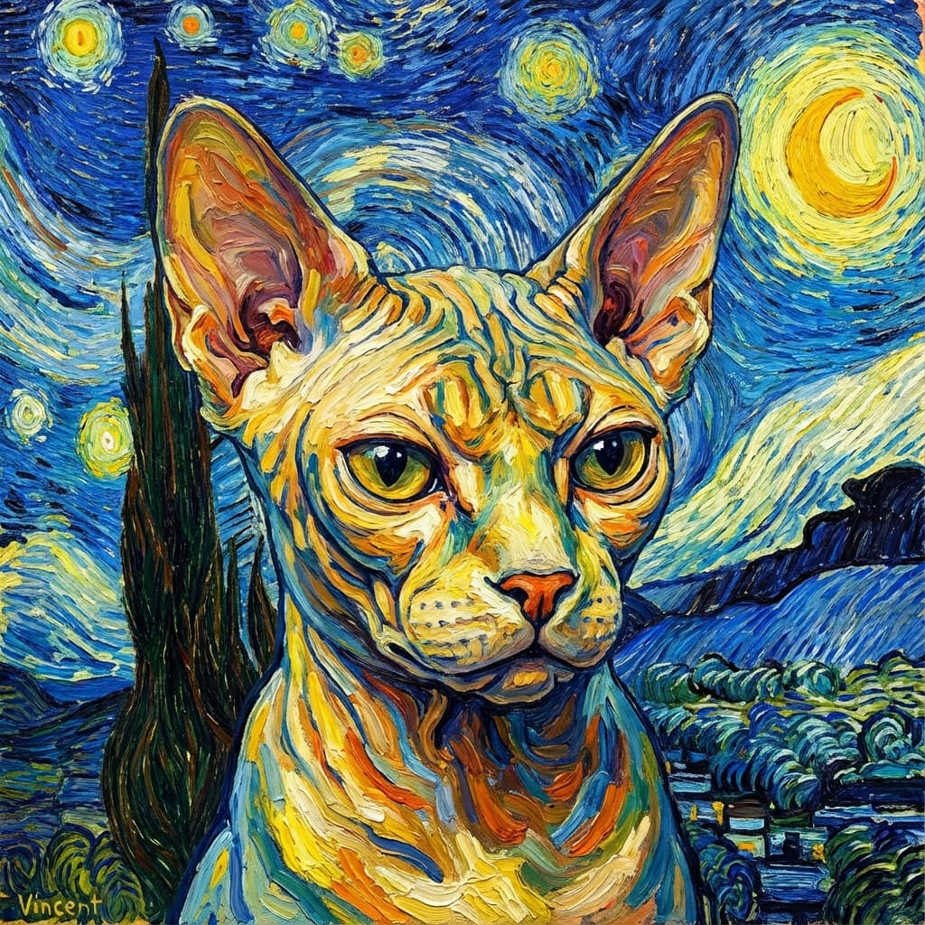 Sphynx in Van Gogh style