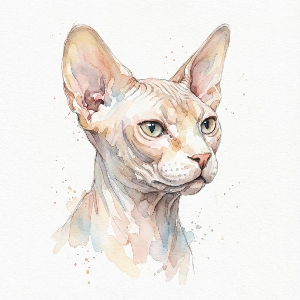 Sphynx in Watercolor style