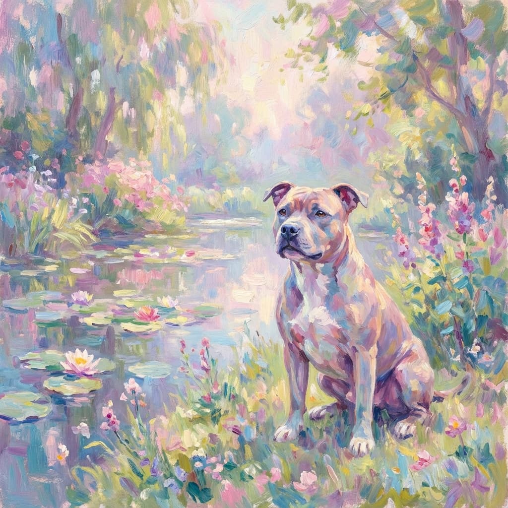 Staffordshire Bull Terrier in Monet style