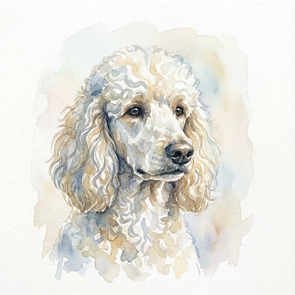 Standard Poodle in Watercolor style