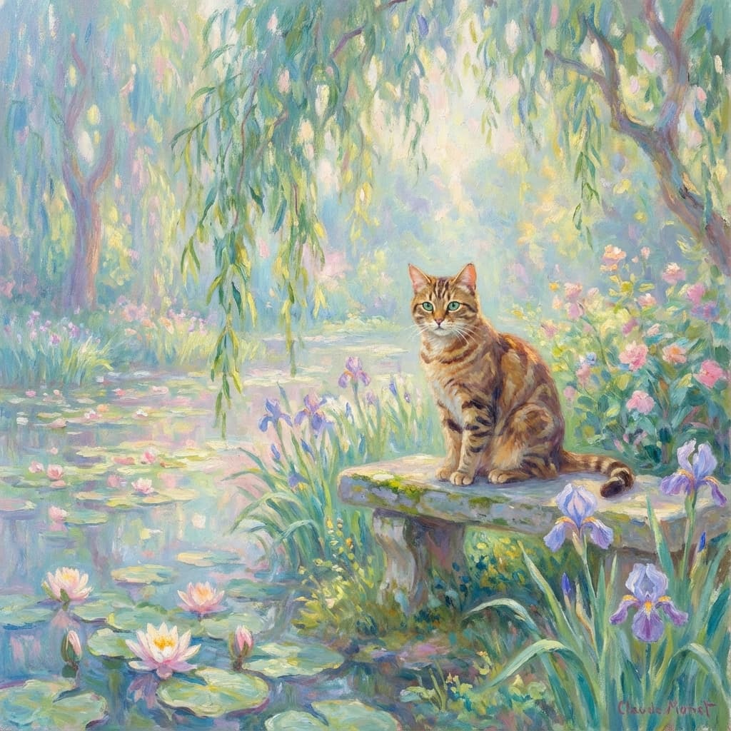 Tabby Cat in Monet Style