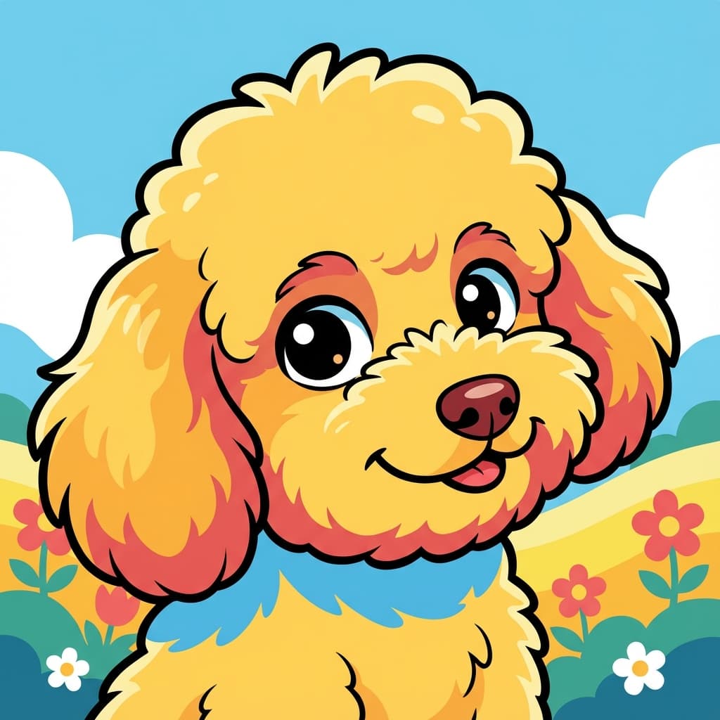 Toy Poodle in Cartoon style