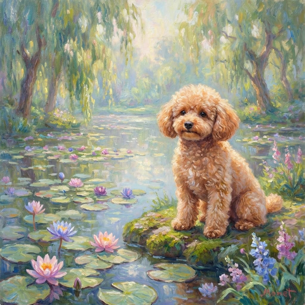 Toy Poodle in Monet style