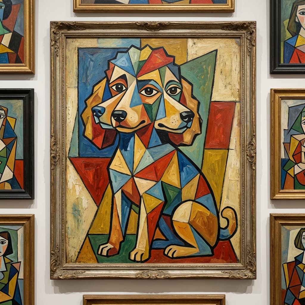 Toy Poodle in Picasso style