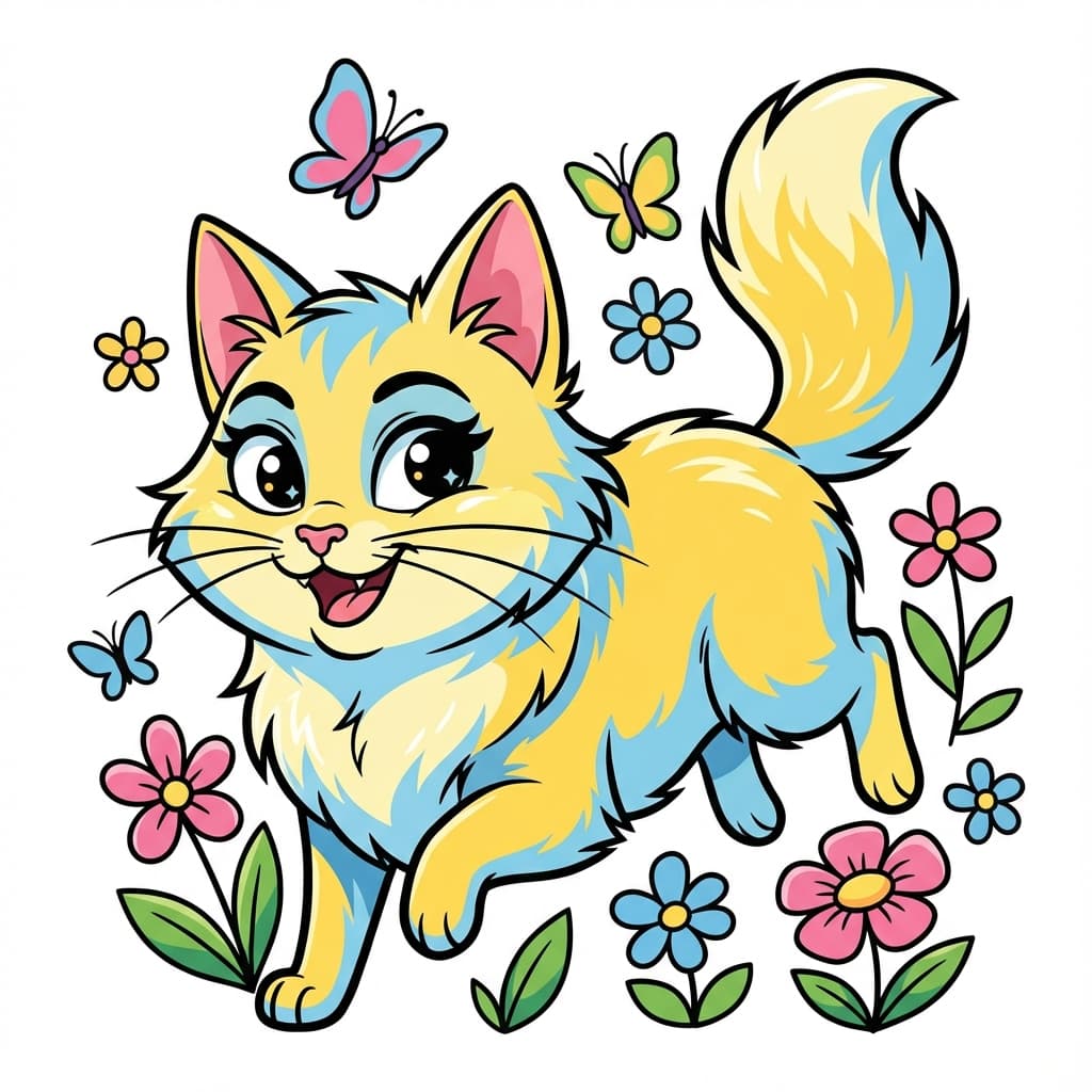 Turkish Angora in Cartoon style