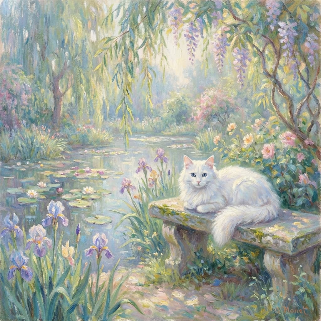 Turkish Angora in Monet style