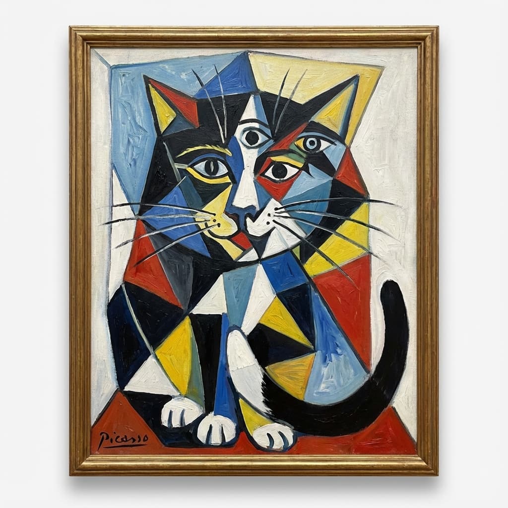 Tuxedo Cat in Picasso style