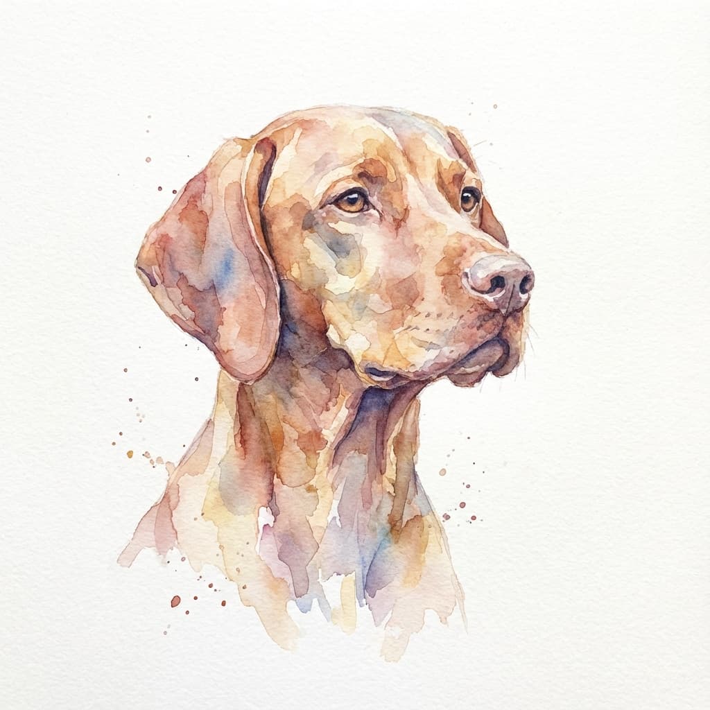 Vizsla in Watercolor style