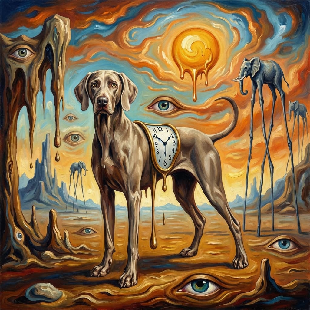 Weimaraner in Dali style
