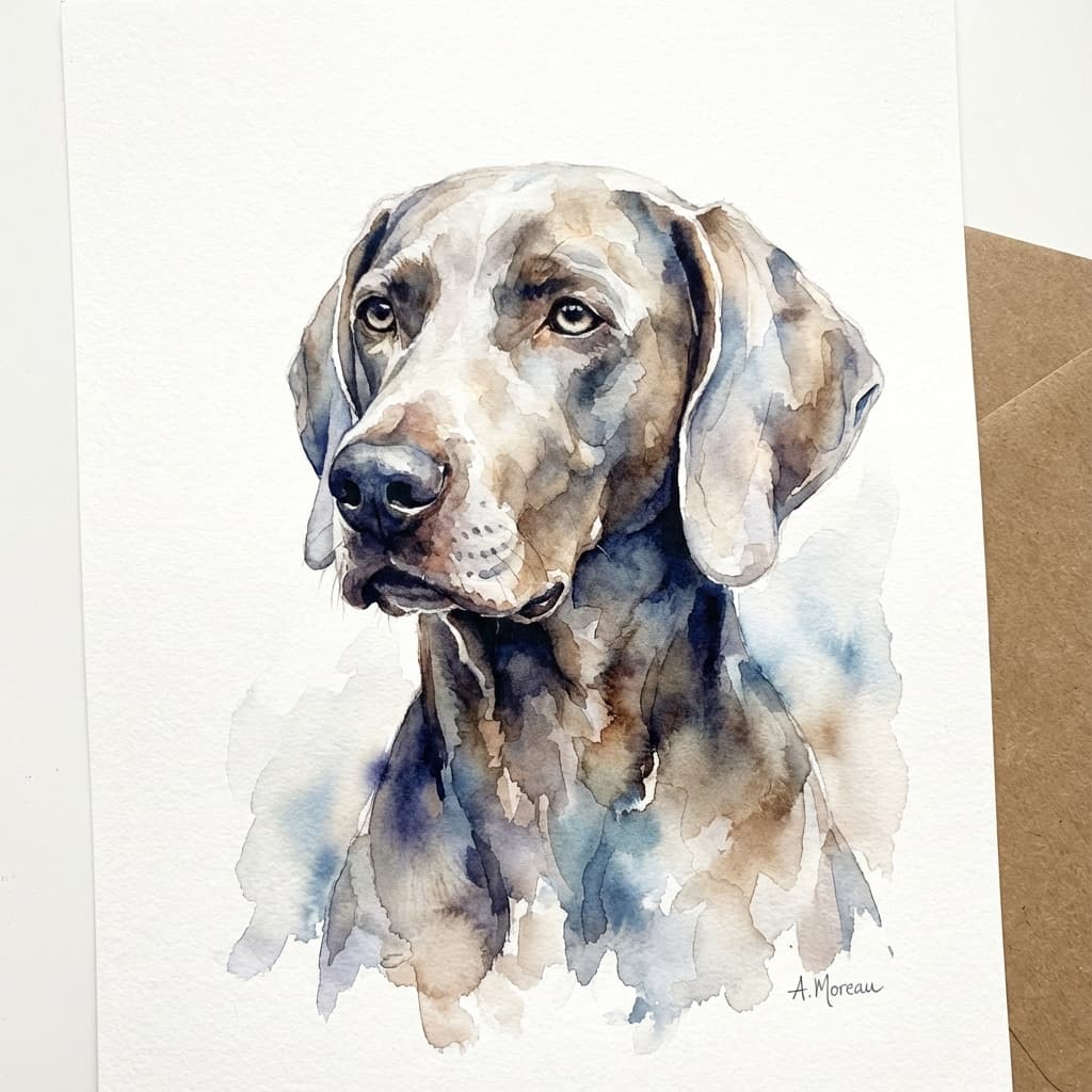 Weimaraner in Watercolor style