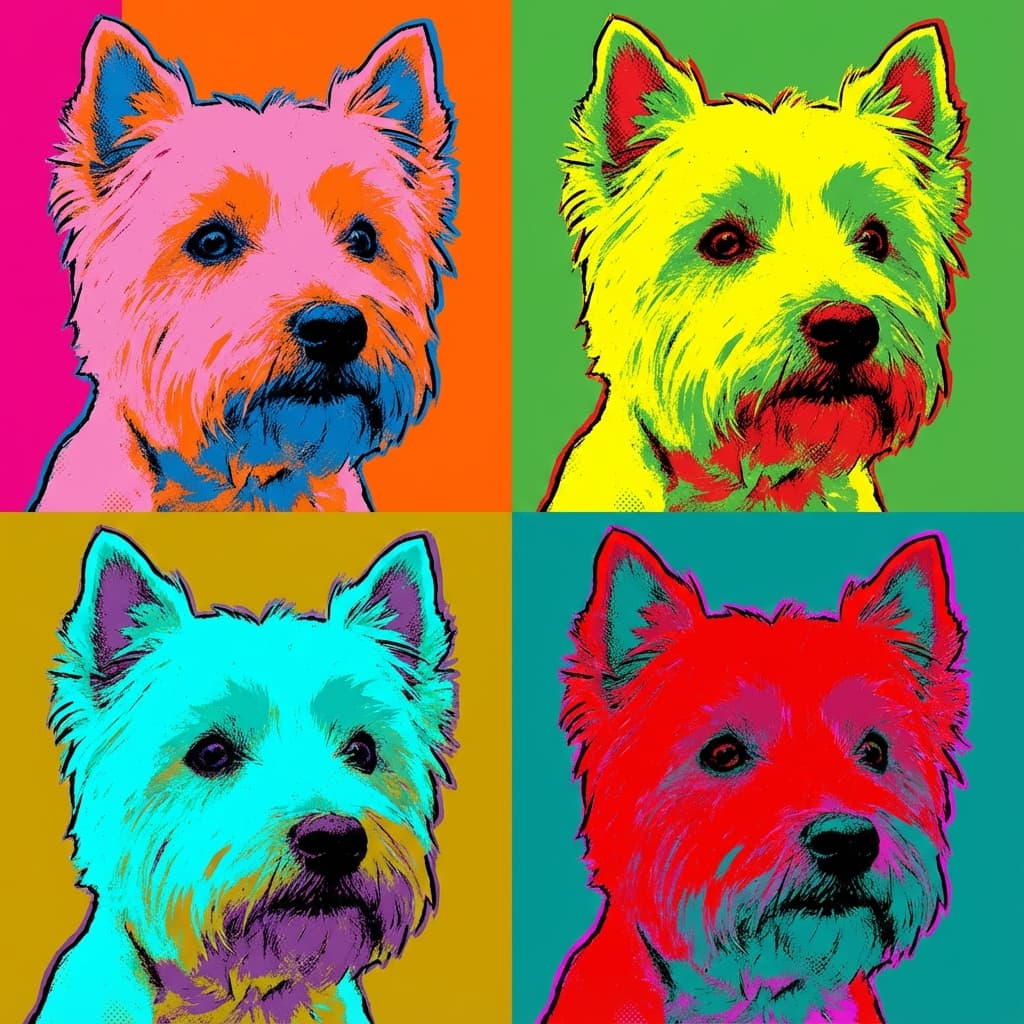 West Highland White Terrier in Warhol style
