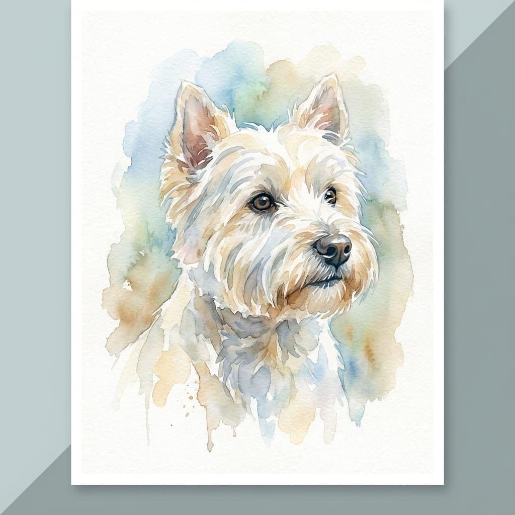 West Highland White Terrier in Watercolor style