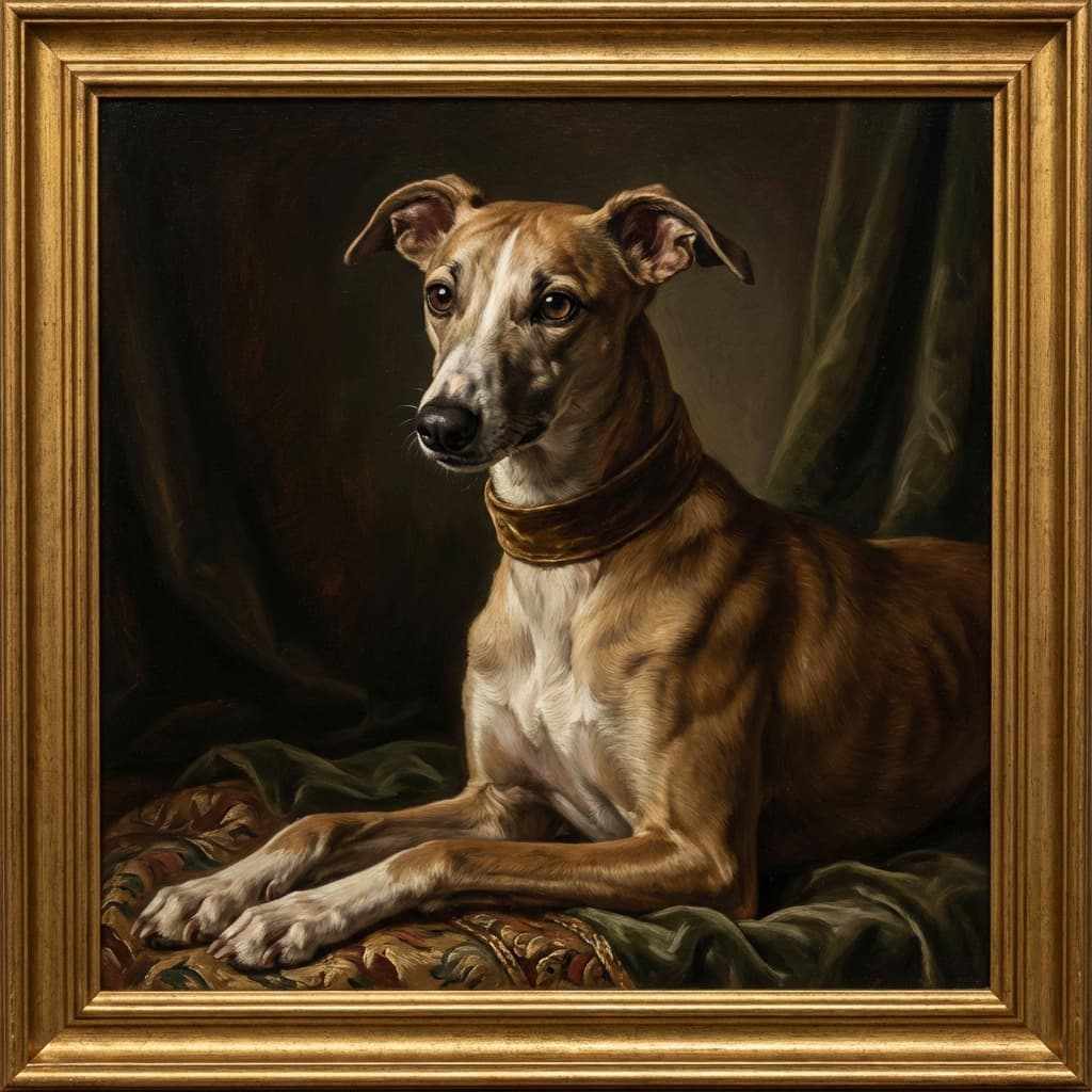 Whippet in Renaissance style