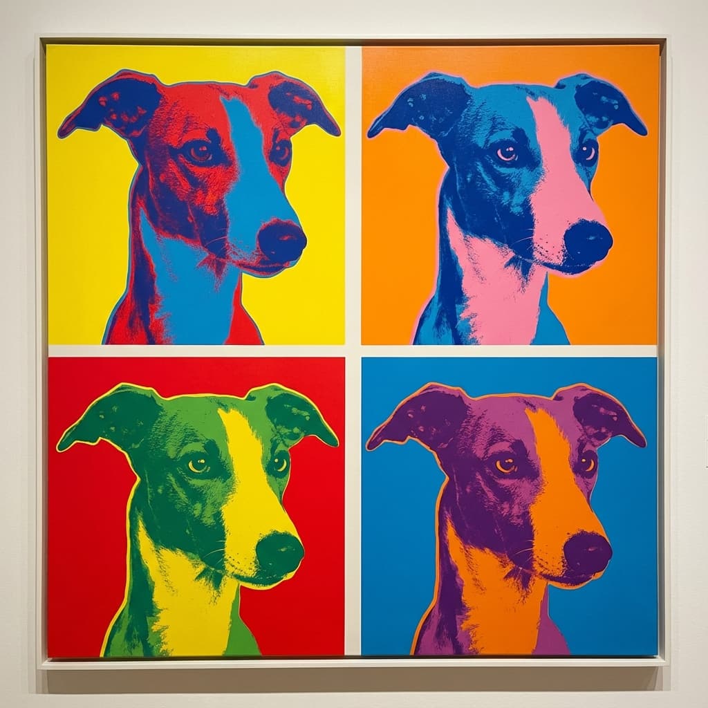Whippet in Warhol style