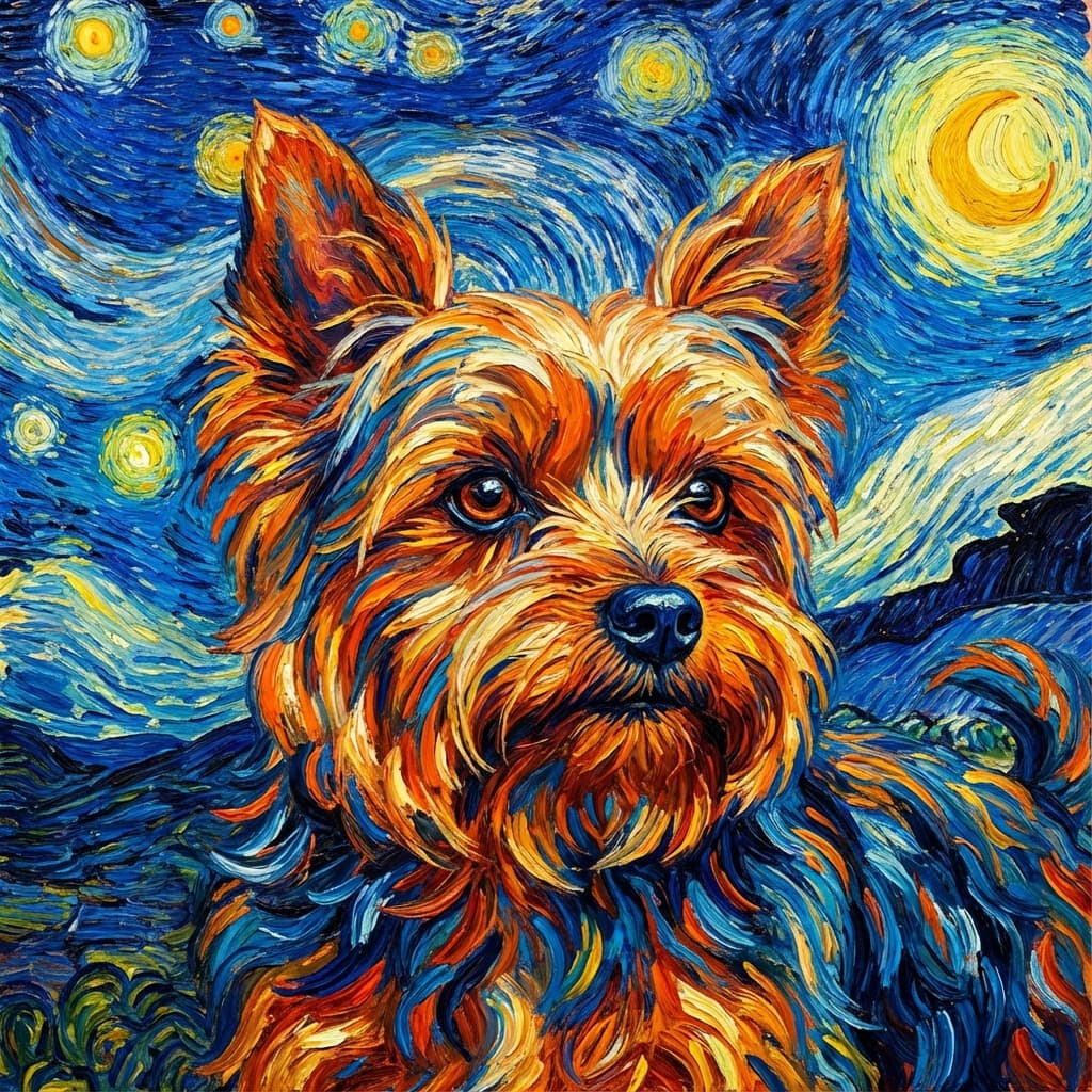 Yorkshire Terrier in Van Gogh style