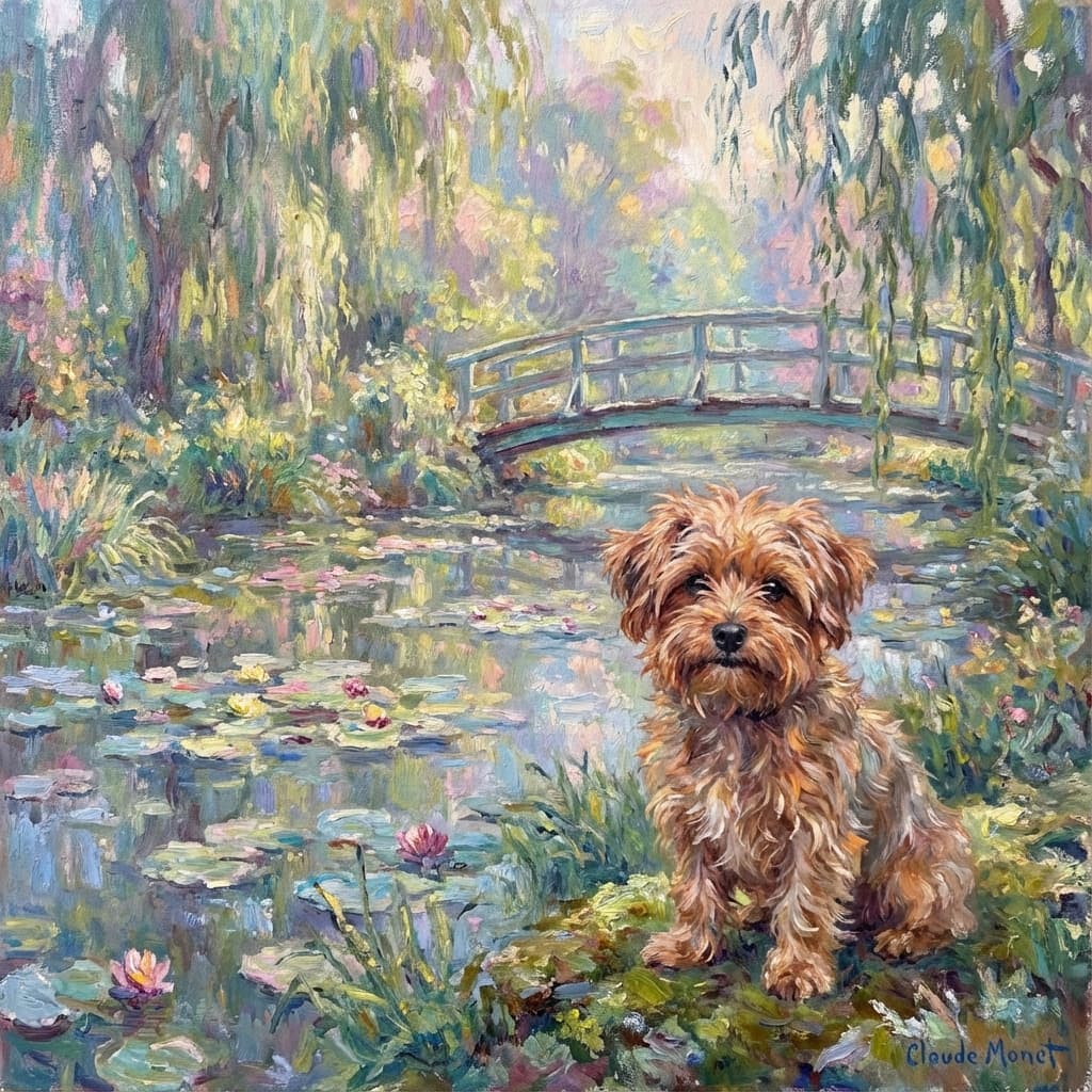 Yorkipoo in Monet style