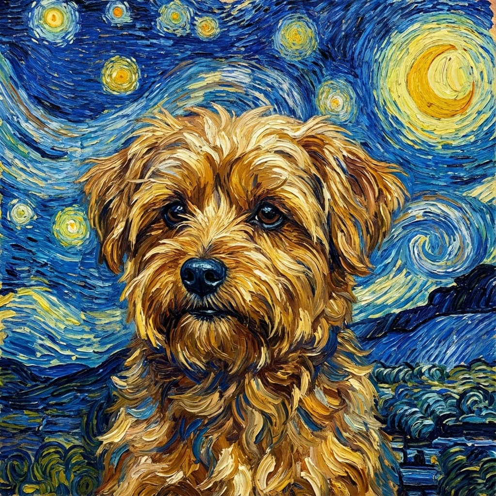 Yorkipoo in Van Gogh style