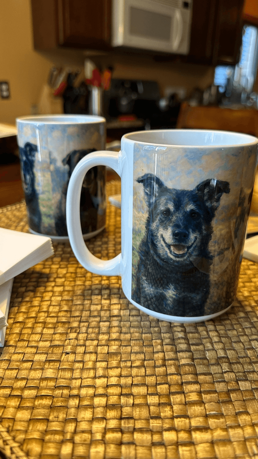 Custom ceramic mug with Karli, Cruz, and Nash