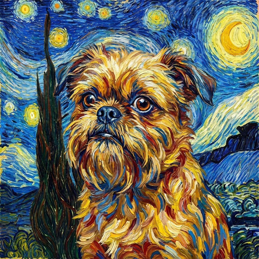 Brussels Griffon in Van Gogh style