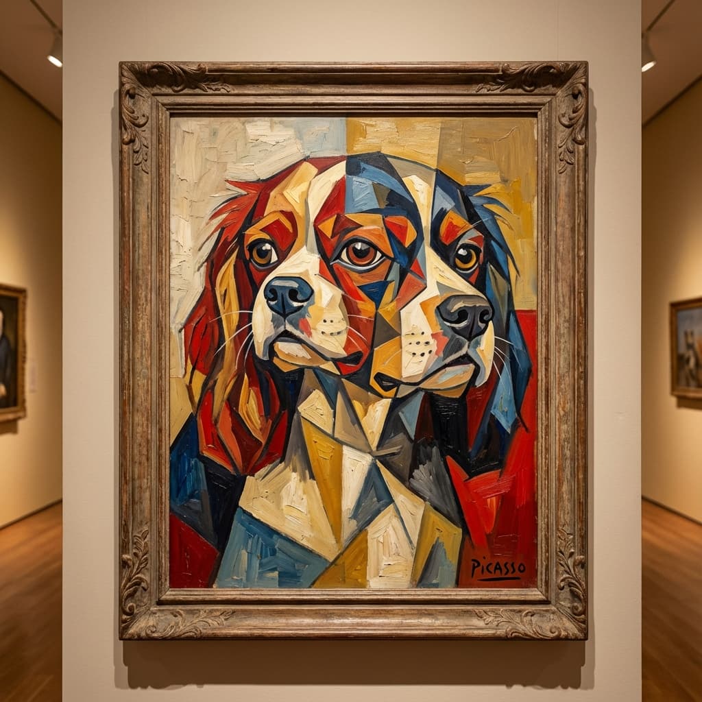Cavalier King Charles Spaniel in Picasso style