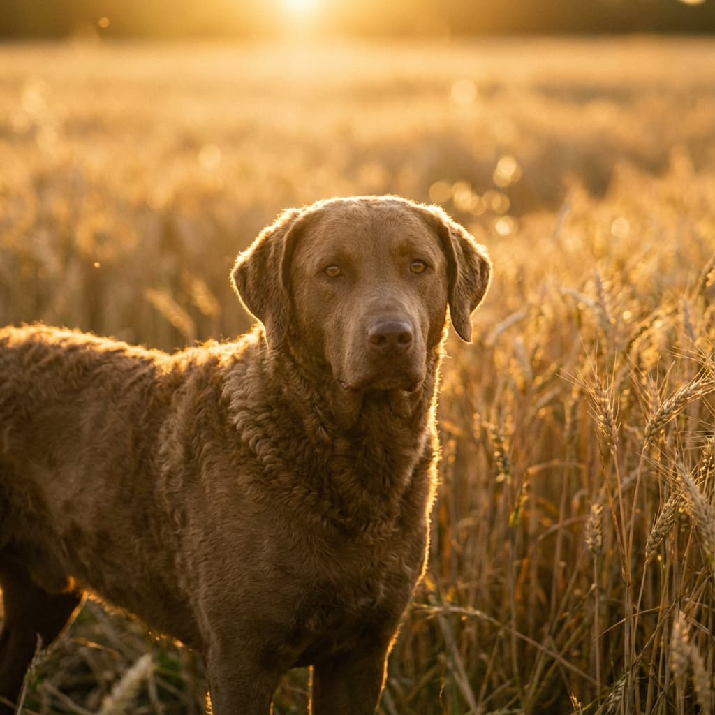 Chesapeake Bay Retriever in Golden Hour Field style