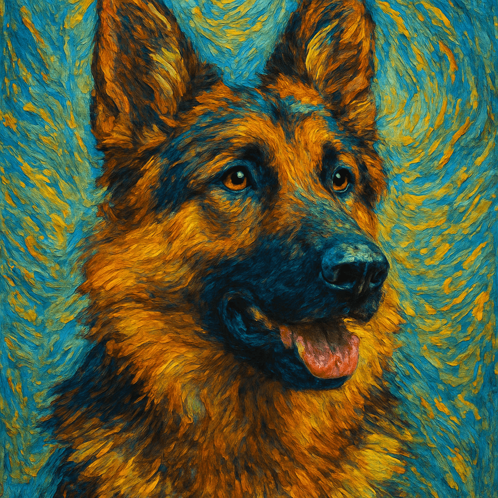 German Shepherd in Van Gogh style