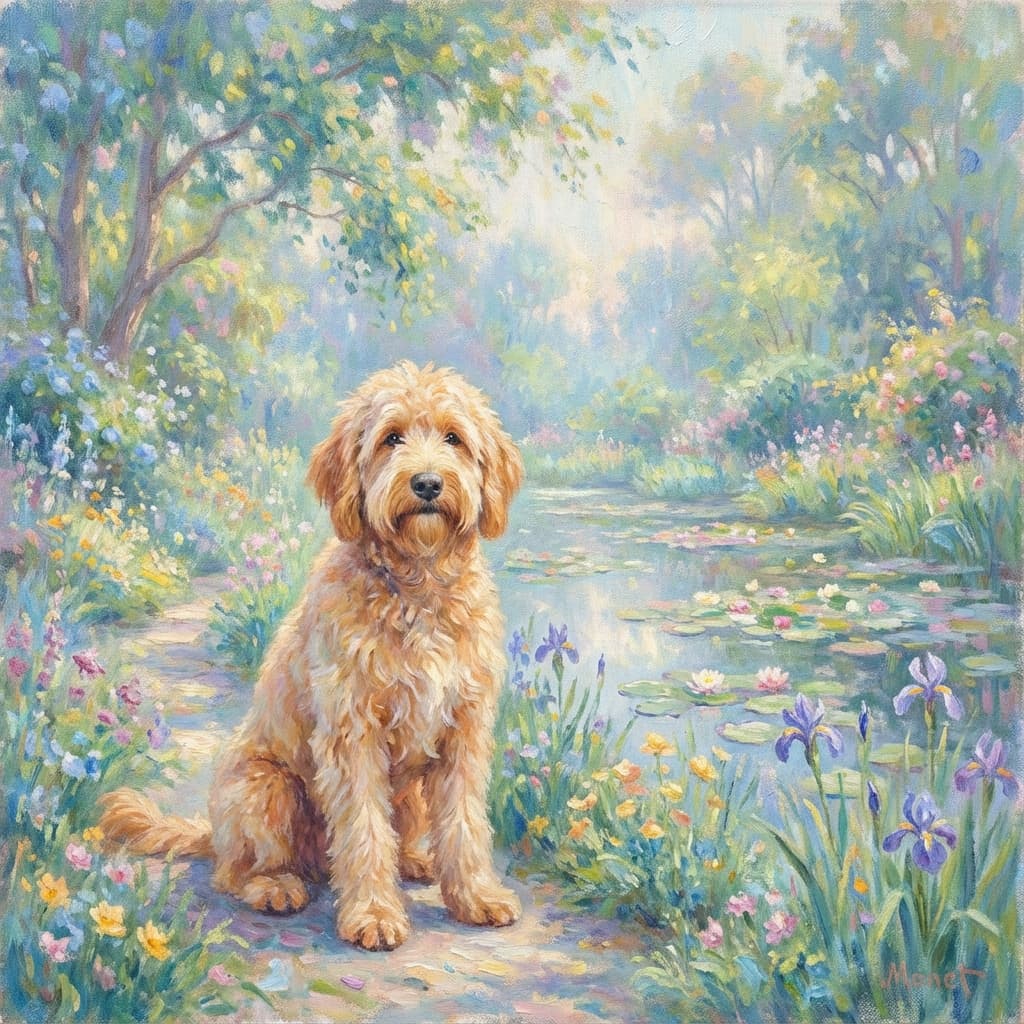 Labradoodle in Monet style
