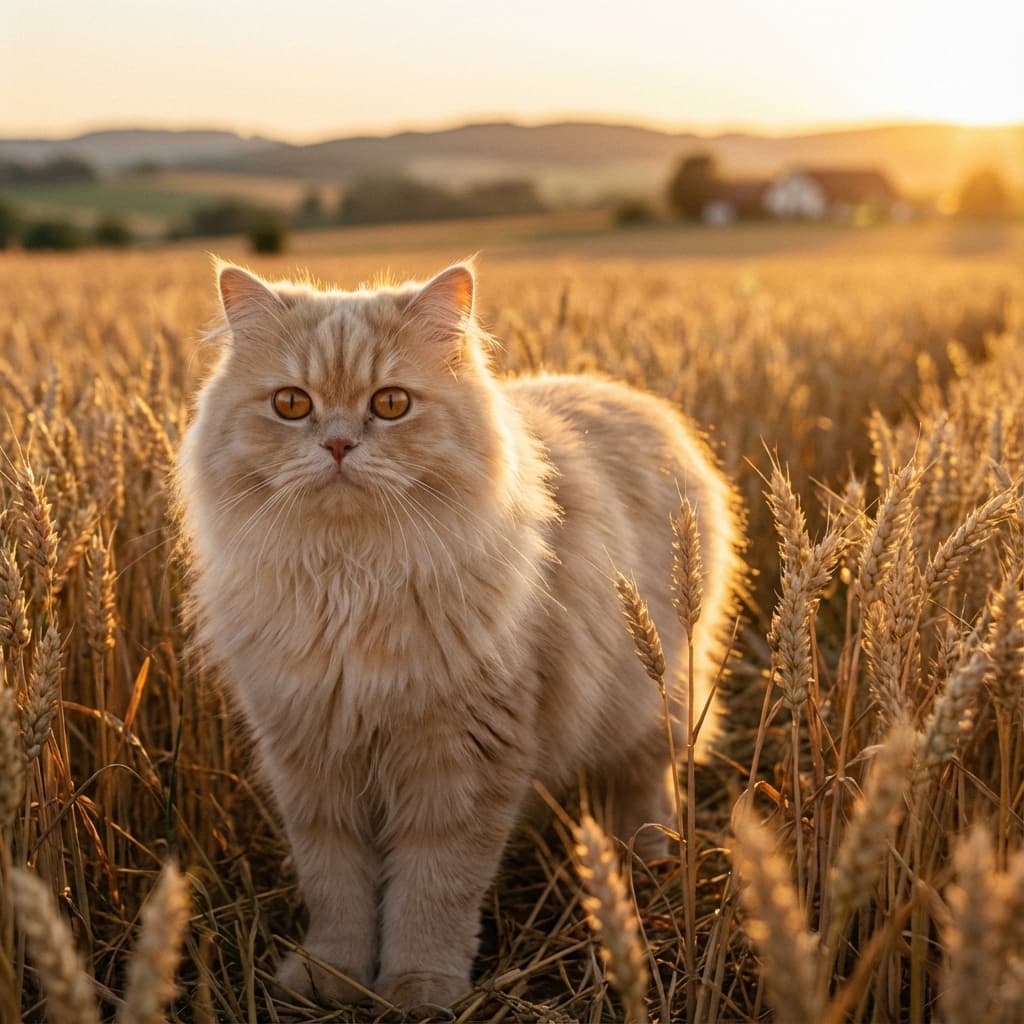 Persian in Golden Hour Field style