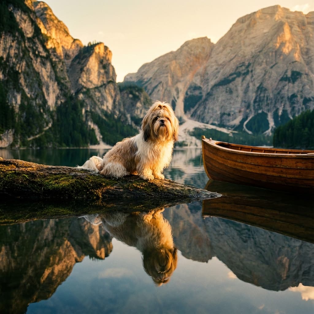 Shih Tzu in Lakeside Scene style