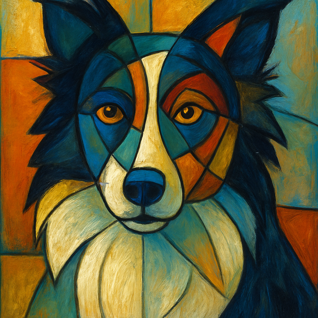 Border Collie in Picasso style