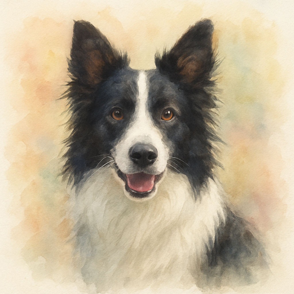 Border Collie in Watercolor style