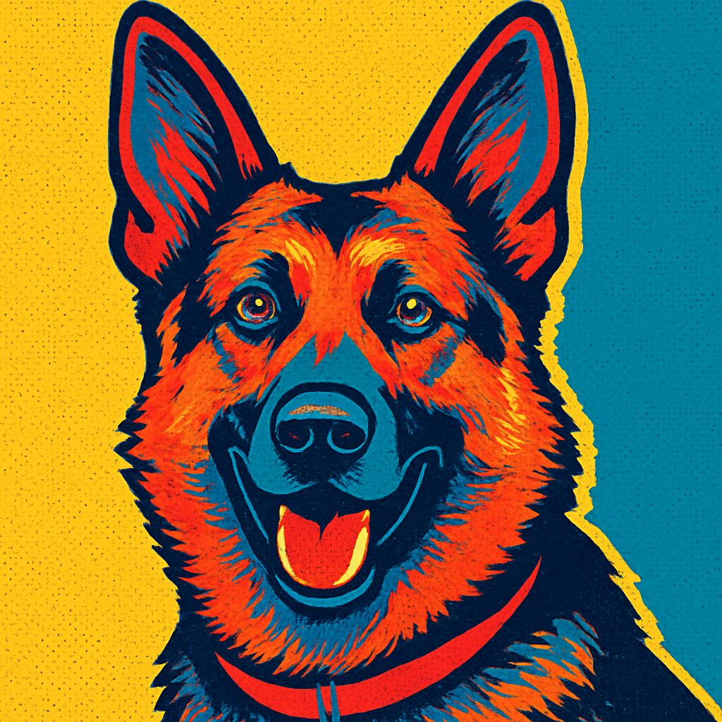 German Shepherd in Warhol style