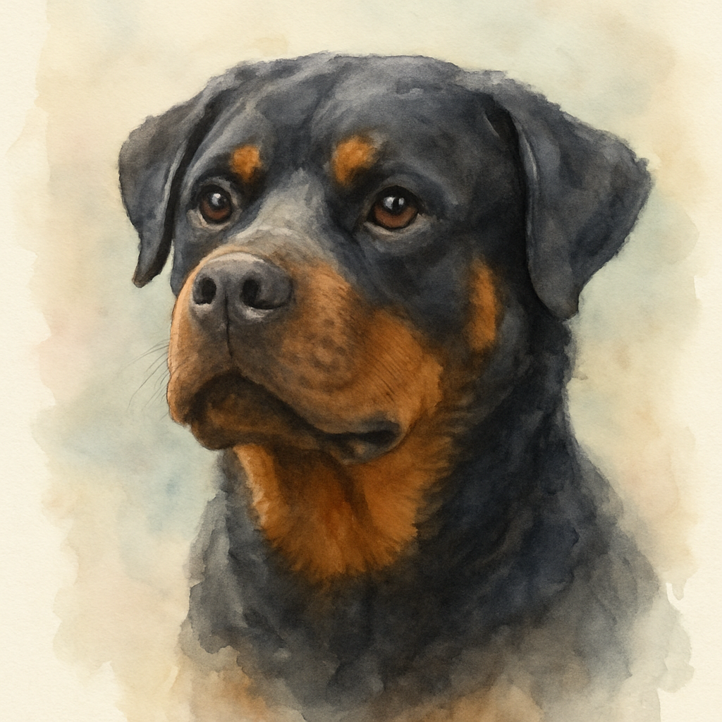 Rottweiler in Watercolor style