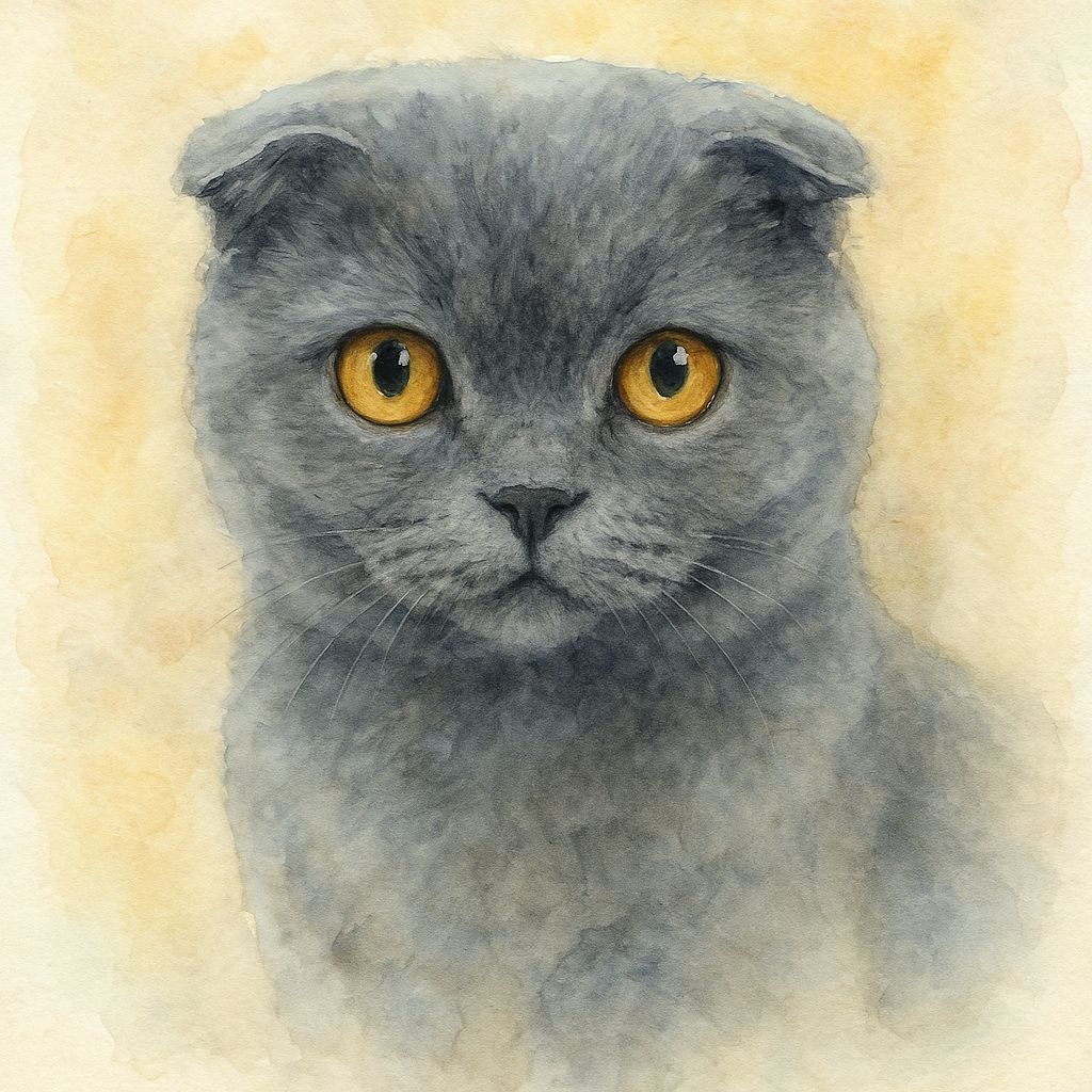 Scottish Fold in Watercolor style