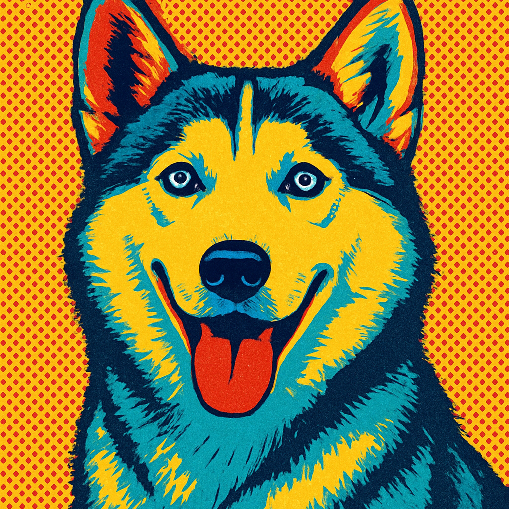 Siberian Husky in Warhol style